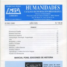 Catálogos publicitarios: CATÁLOGO INFORMACIÓN BIBLIOGRÁFICA MARCIAL PONS LIBRERO. JUNIO 2000. AÑO XIX. Nº 90-H. PP. 34