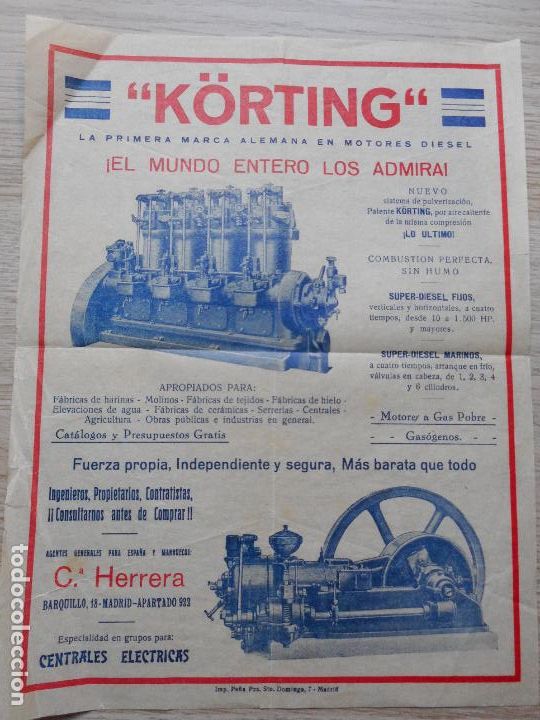Catalogues publicitaires: ANTIGUA PUBLICIDAD MOTORES DIESEL KORTING