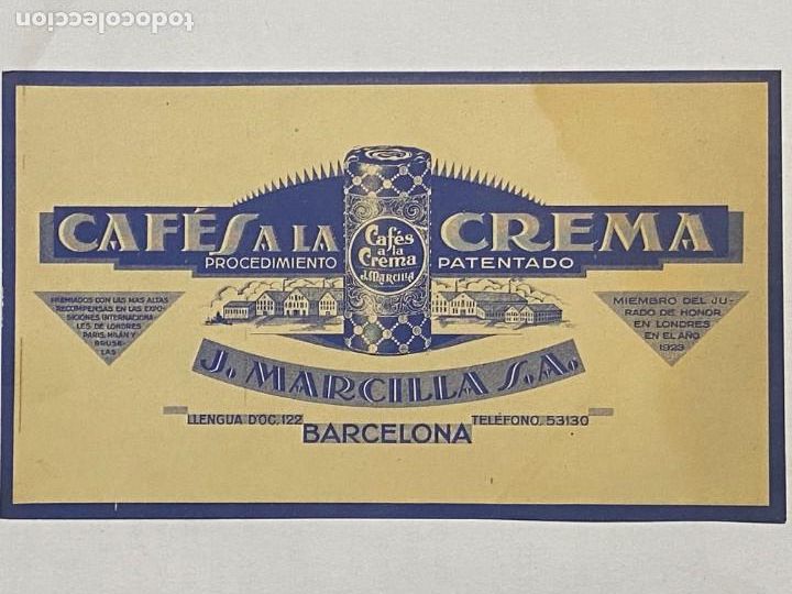 Cat&aacute;logos publicitarios: CAFES A LA CREMA MARCILLA . TRAJETA 13X8 CM