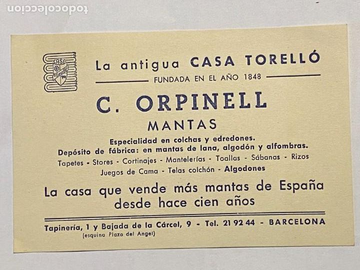 Cat&aacute;logos publicitarios: C. ORPINELL ANTIGUA CASA TORELLO. MANTAS 9X14