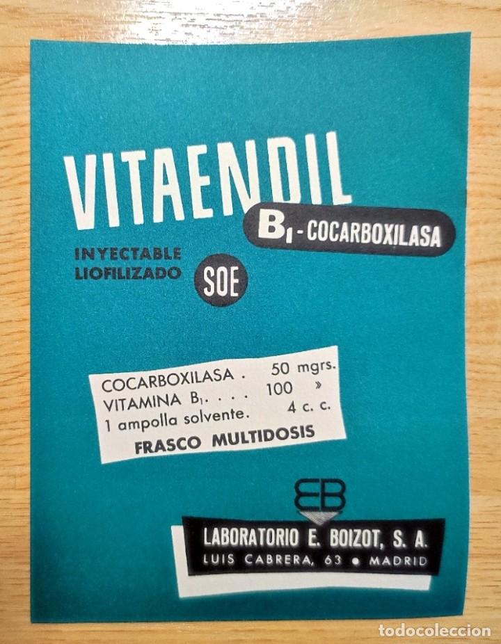 Werbekataloge: PUBLICIDAD MEDICINA FARMACIA VITAENDIL LABORATORIO BOIZOT MADRID INYECTABLE LIOFILIZADO