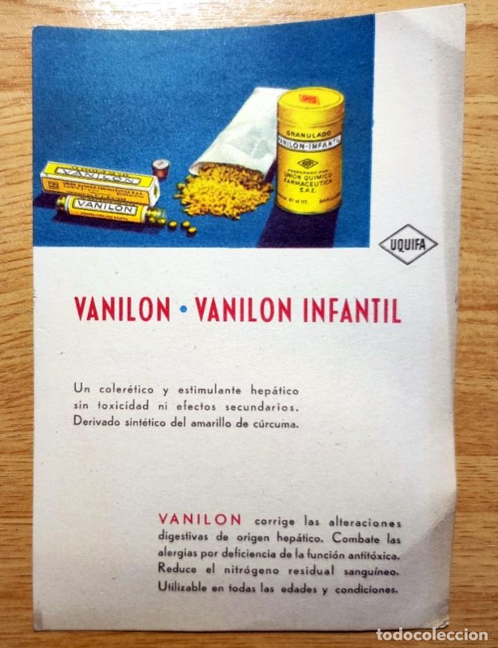Werbekataloge: TARJETA PUBLICIDAD VANILON UQUIFA MEDICINA FARMACIA 1958