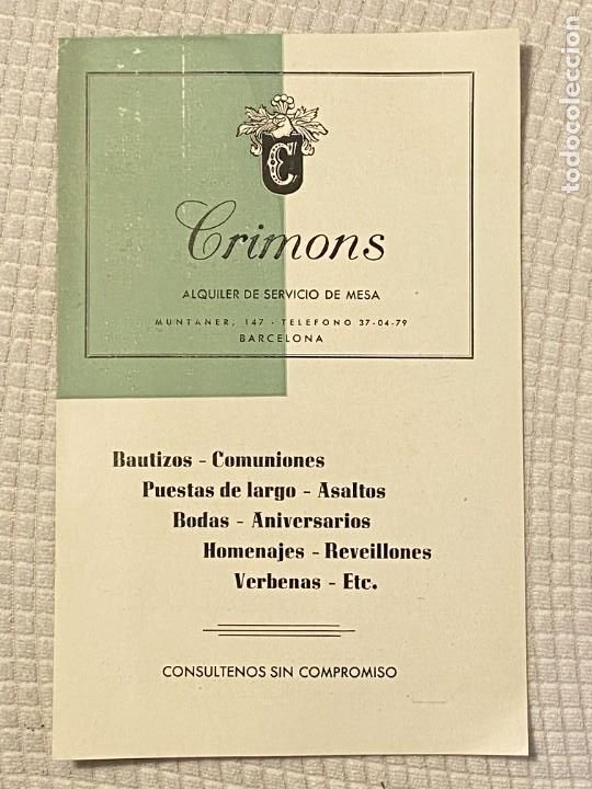 Cat&aacute;logos publicitarios: CRIMONS. ALQUILER DE SERVICIOS DE MESA