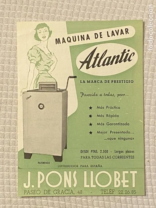 Cat&aacute;logos publicitarios: ATLANTIC MAQUINA DE LAVAR J PONS LLOBET