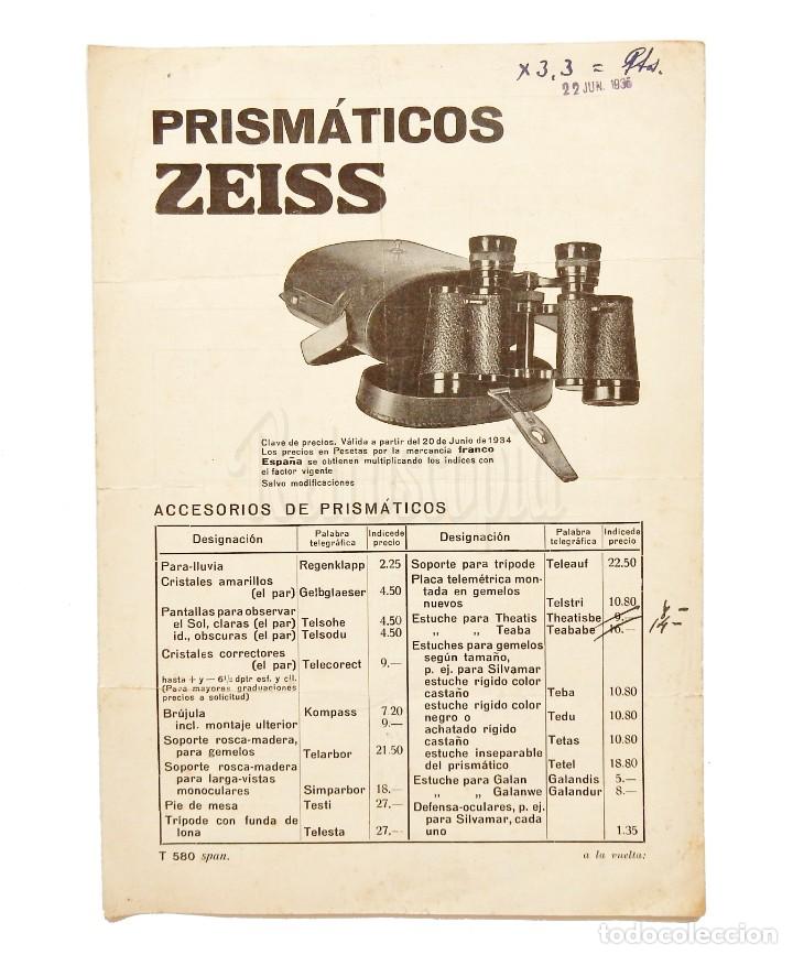 Cat&aacute;logos publicitarios: CATALOGO LISTA DE PRECIOS PRISM&Aacute;TICOS CARL ZEISS JENA A&Ntilde;OS 30 LENTES &Oacute;PTICA OPTOMETRIA OFTALMOLOG&Iacute;A