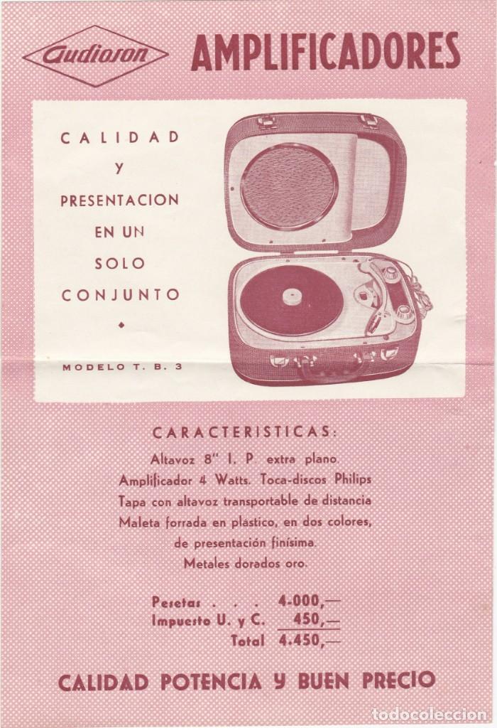 Catalogues publicitaires: Toca Discos Philips - Amplificadores Audioson - Modelo T. B. 3 - Hoja Publicitaria - 210x142mm