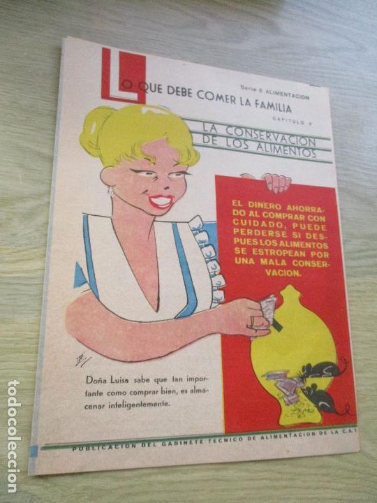 Werbekataloge: LO QU&Eacute; DEBE COMER LA FAMILIA, SERIE 6 ALIMENTACI&Oacute;N, LA CONSERVACI&Oacute;N DE LOS ALIMENTOS-S/F