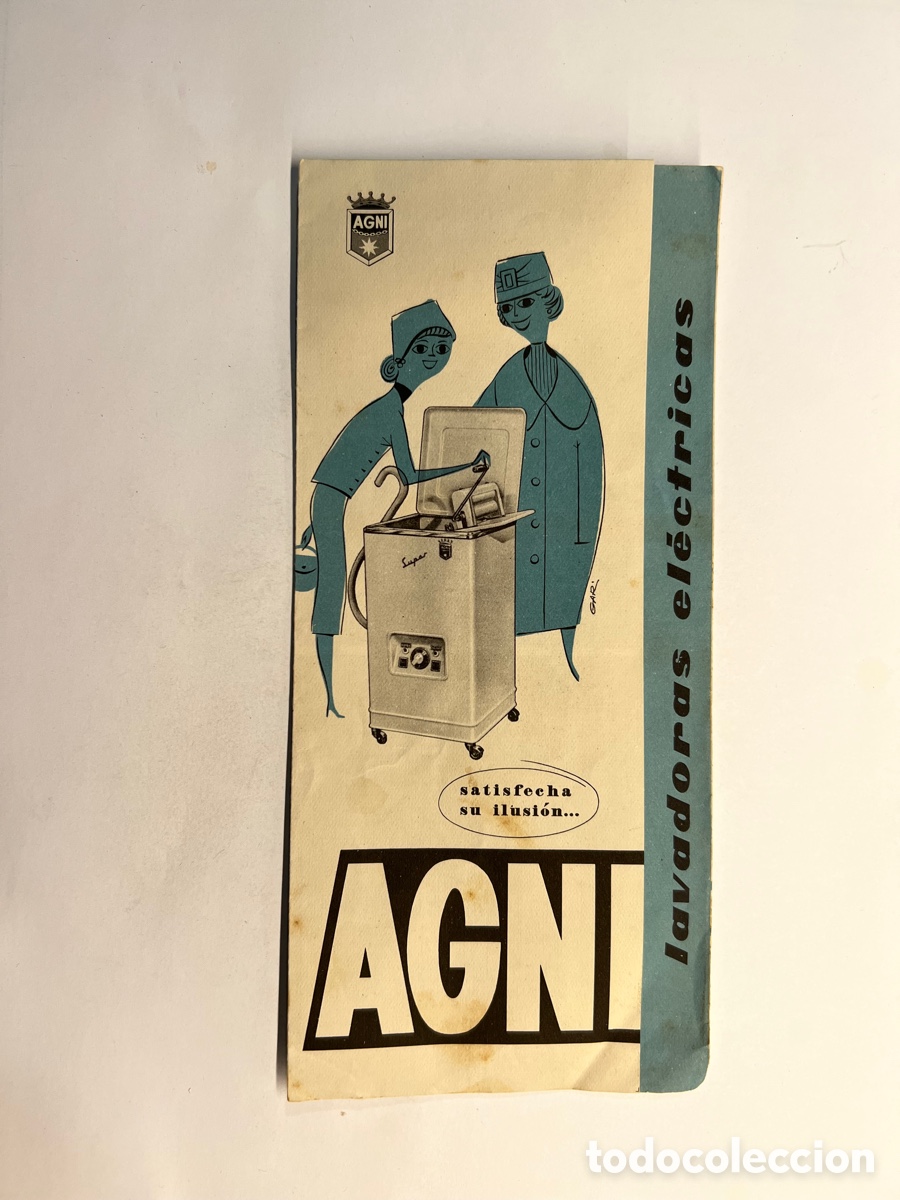 Cataloghi pubblicitari: AGNI. Publicidad Lavadoras Electricas&hellip; Tr&iacute;ptico&hellip; Venta en Nules Pedro Tel Cubedo (h.1960?)