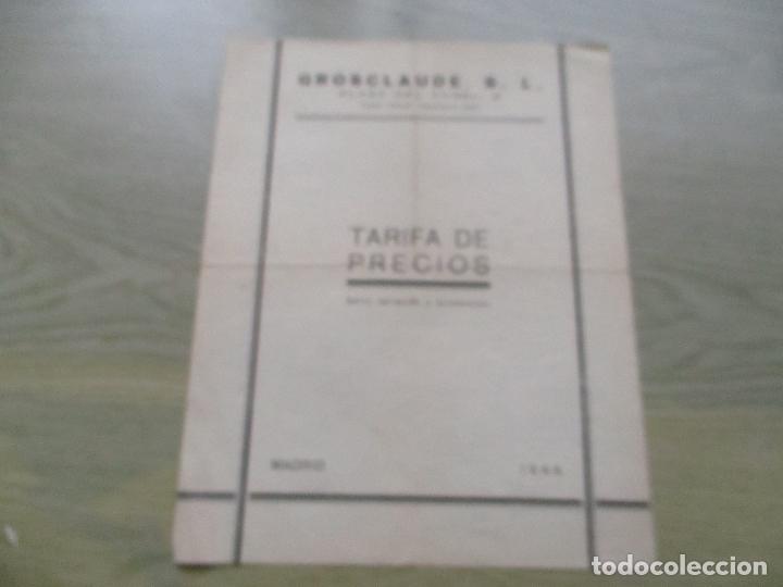 Werbekataloge: TARIFA DE PRECIOS(2 HOJAS) SALVO VARIACI&Oacute;N Y EXISTENCIAS DE: GROSCLAUDE-MADRID 1944- RELOJES