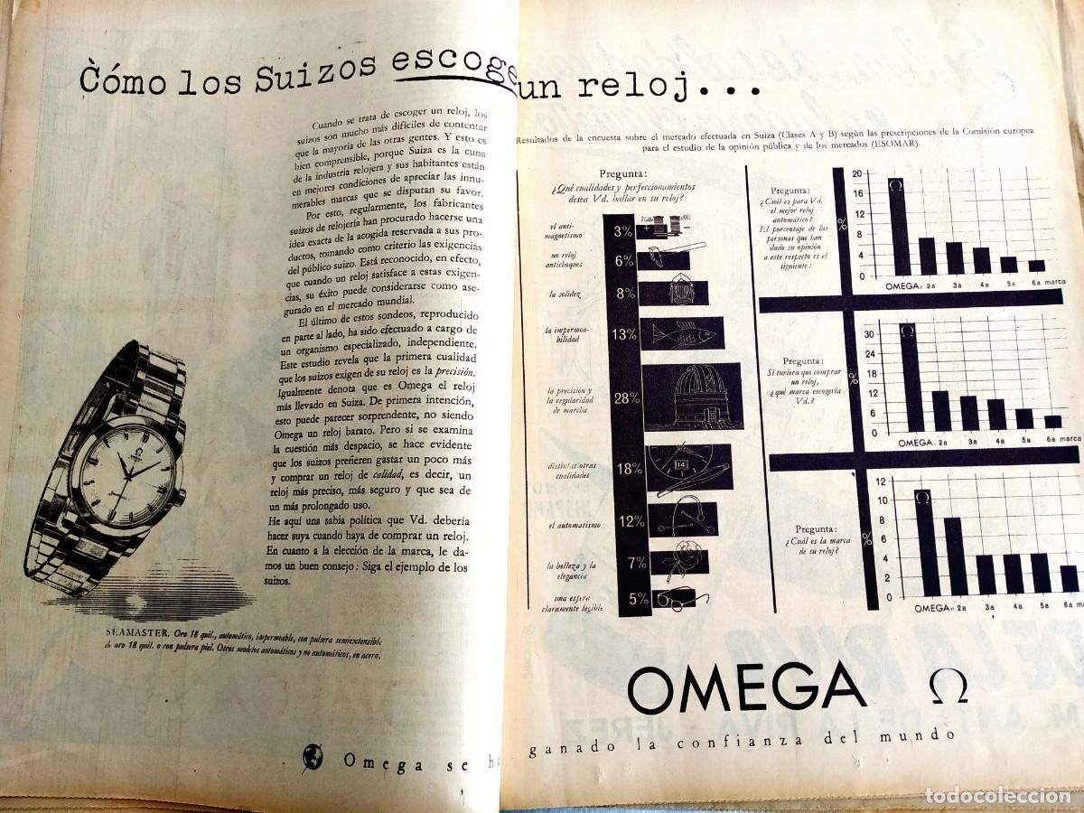 Cat&aacute;logos publicit&aacute;rios: ABC, 1955 - PUBLICIDAD RELOJES OMEGA Y BRANDY DE LA RIVA - DOS P&Aacute;GINAS