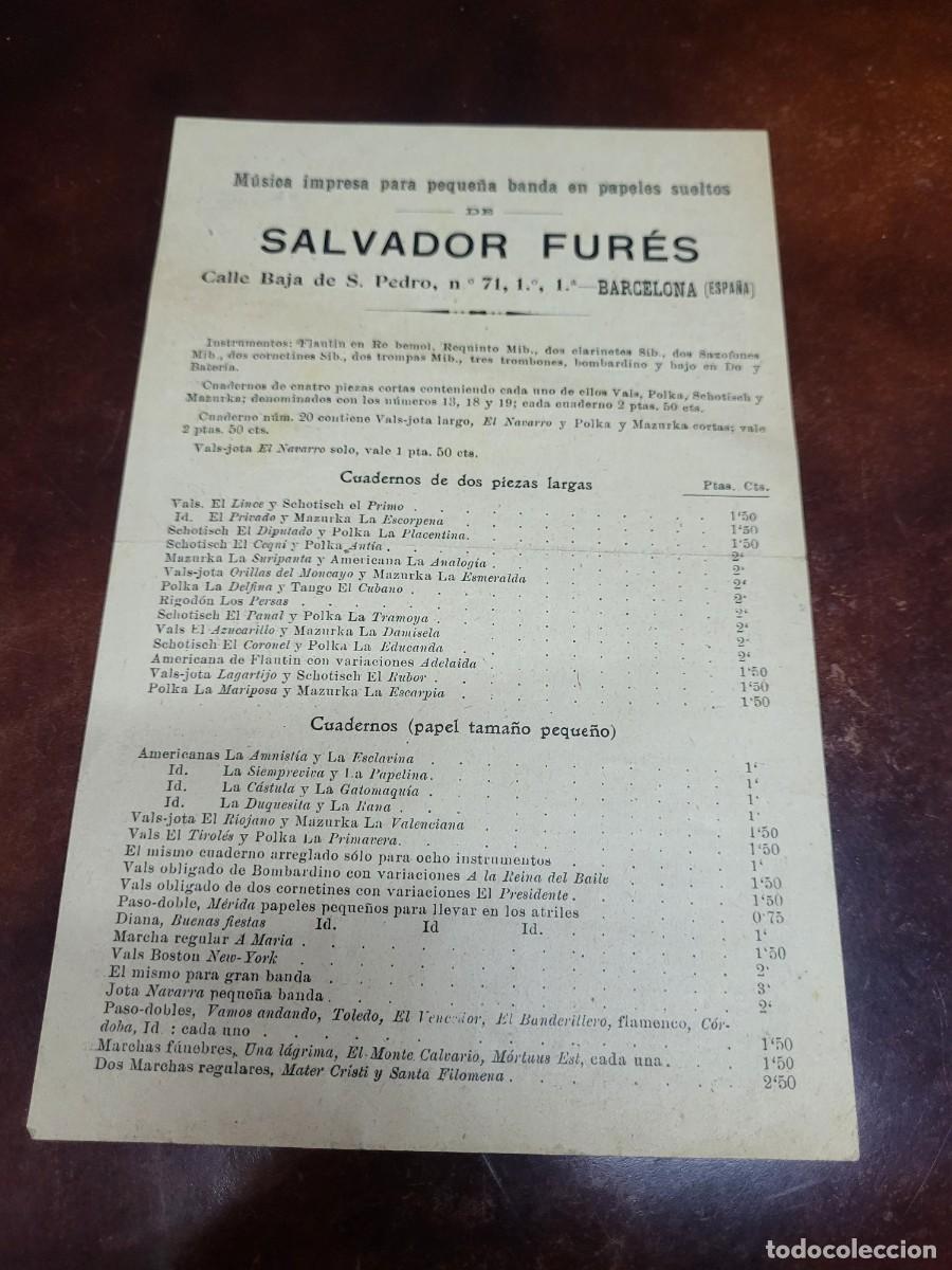 Catalogues publicitaires: ANTIGUA PUBLICIDAD MUSICA PARA BANDAS IMPRESA SALVADOR FURES BARCELONA