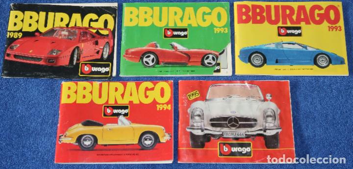 Cat&aacute;logos publicitarios: Lote de cinco mini cat&aacute;logos - Burago (1989, 1993, 1993, 1994, 1995)