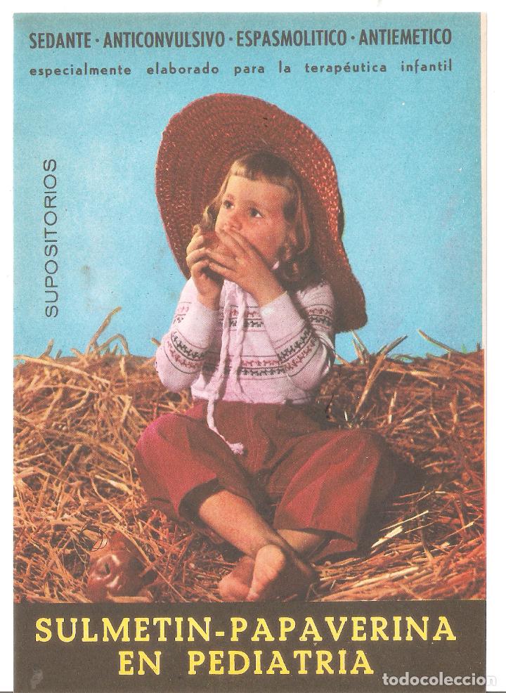 Cataloghi pubblicitari: Hoja publicidad farmacia. Sulmetin-Papaverina. Ni&ntilde;a. A&ntilde;os 50. 12x18 cms. Vell i Bell