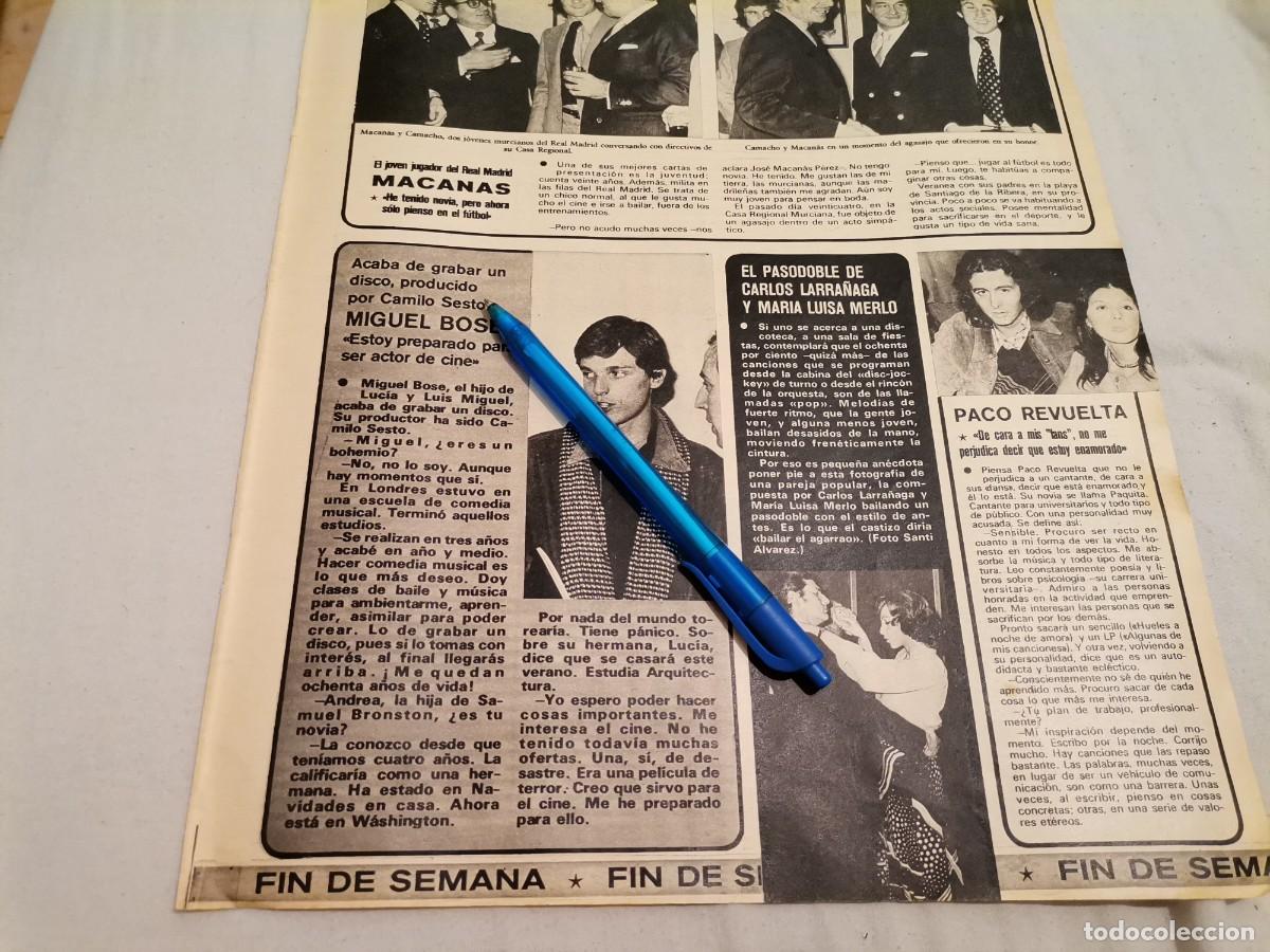 Cat&aacute;logos publicitarios: MIGUEL BOSE, PACO REVUELTA RECORTE REVISTA 1975