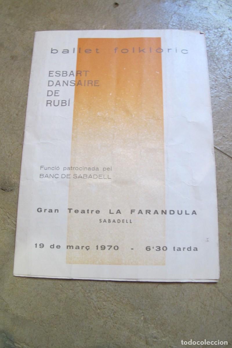Cat&aacute;logos publicitarios: BALLET FOLKLORIC. ESBART DANSAIRE DE RUBI. GRAN TEATRE LA FARANDULA SABADELL. 1970