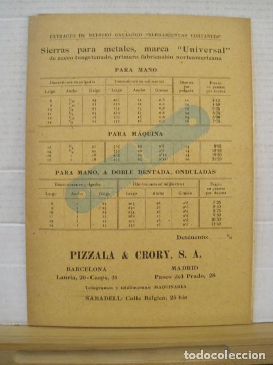 Cat&aacute;logos publicit&aacute;rios: PIZZALA Y CRORY-SIERRAS-LIMAS-BROCAS-TERRAJAS ETC-CATALOGO PUBLICIDAD-VER FOTOS-(K-8025)