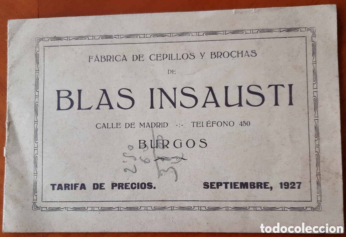 Catalogues publicitaires: Burgos, Blas Insausti alo 1927. Tarifa de precios. R1944