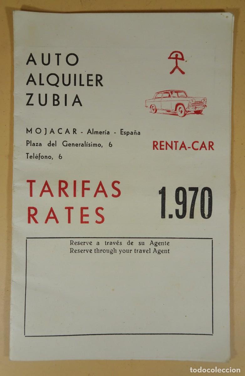 Advertising Catalogs: TARIFAS ALQUILER DE COCHES 1979, MOJACAR, ALMER&Iacute;A, ESP-ING ,VER FOTOS