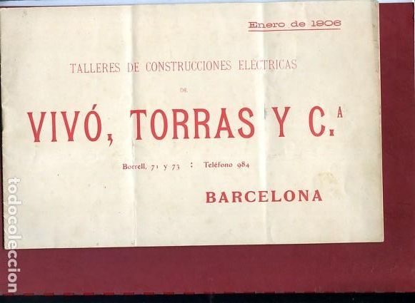 Catalogues publicitaires: catalogo talleres de construcciones electricas VIV&Oacute; TORRAS y Cia BARCELONA ...