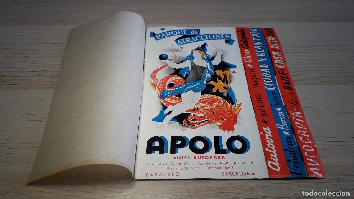 Cat&aacute;logos publicit&aacute;rios: Gu&iacute;a Cat&aacute;logo Parque de Atracciones Apolo, antes Autopark, Paralelo Barcelona, original a&ntilde;os 50-60.