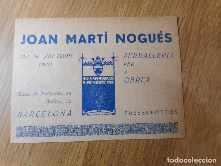 Cat&aacute;logos publicitarios: ANTIGUA PUBLICIDAD JOAN MARTI NOGUES SERRALLERIA-XAMPANY NOYA JOAN MIRO. SANT SADURNI A&Ntilde;OS 30