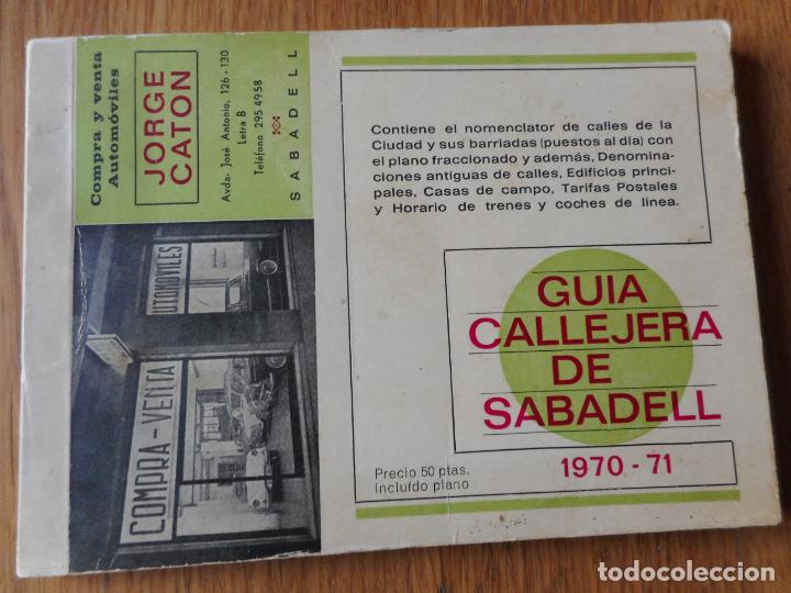 Cat&aacute;logos publicit&aacute;rios: ANTIGUA GUIA CALLEJERA DE SABADELL 1970-1971 CON PUBLICIDAD LOCAL