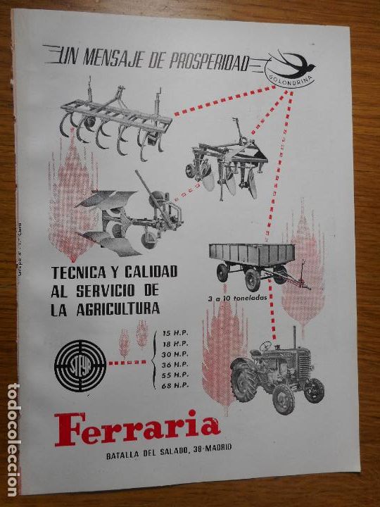 Cat&aacute;logos publicitarios: ANTIGUA PUBLICIDAD STEYR FERRARIA MADRID-PIENSOS BROYEURS GONDARD BARCELONA 1959