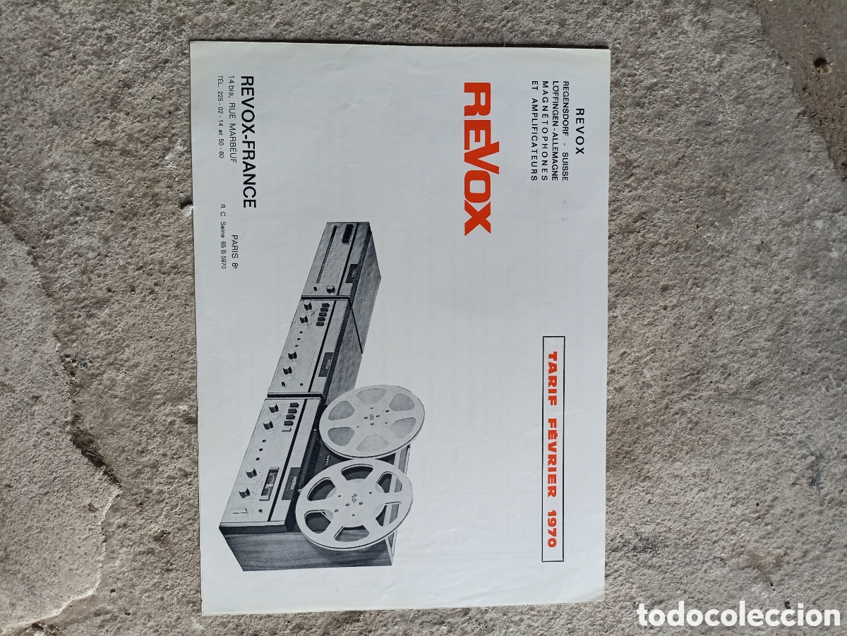 Cat&aacute;logos publicitarios: Revox tarifa 1970 en frances
