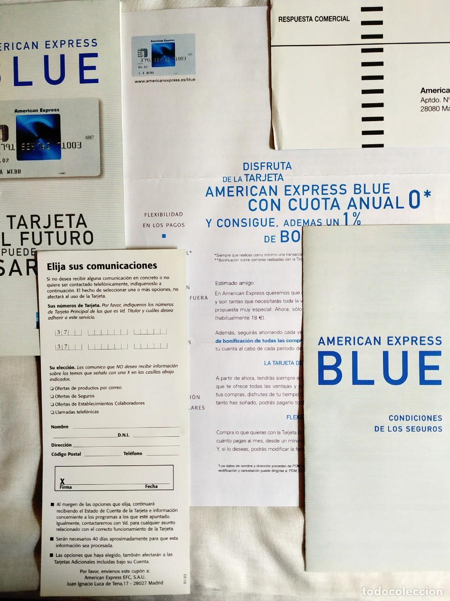 Cat&aacute;logos publicit&aacute;rios: FOLLETOS Y DOCUMENTACI&Oacute;N ANEXA PARA SOLICITUD DE AMERICAN EXPRESS BLUE - PRINCIPIOS A&Ntilde;OS 2000