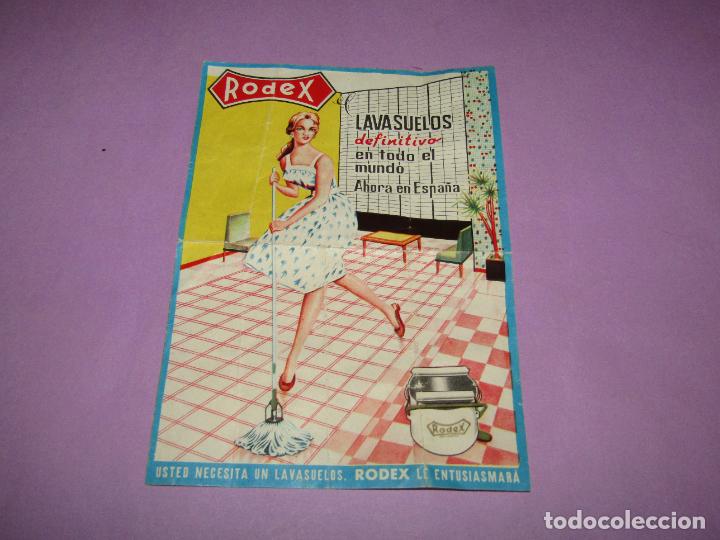 Werbekataloge: Antiguo Folleto Impreso a Doble Cara Publicidad del Lavasuelos RODEX del A&ntilde;o 1962