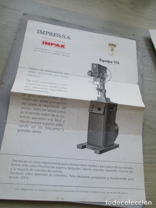 Werbekataloge: FOLLETO DE: IMPRES, S.A.- IMPAK, EQUIPOS DE ESTAMPACI&Oacute;N POR CALOR- UNA HOJA 27X21 CM.