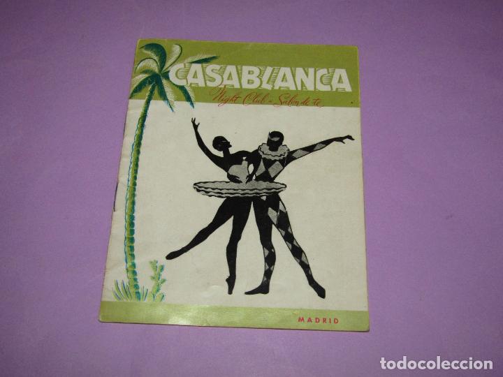 Werbekataloge: Antiguo Programa del Night Club - Sal&oacute;n de Te CASABLANCA Madrid del a&ntilde;o 1956 con Lorenzo Gonz&aacute;lezle