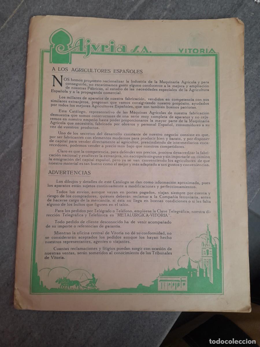 Werbekataloge: Revista cat&aacute;logo maquina agr&iacute;cola Ajuria Vitoria arado trillo aventadora trilladora herramienta