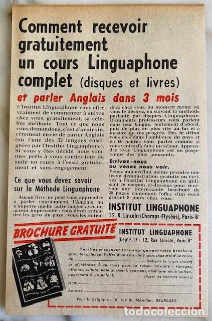 Cat&aacute;logos publicitarios: HOJA PUBLICITARIA CURSOS PARA ADULTOS FRANCE 1955 COURS LINGUAPHONE ANGLAIS - M&Eacute;THODE A.B.C. DESSIN