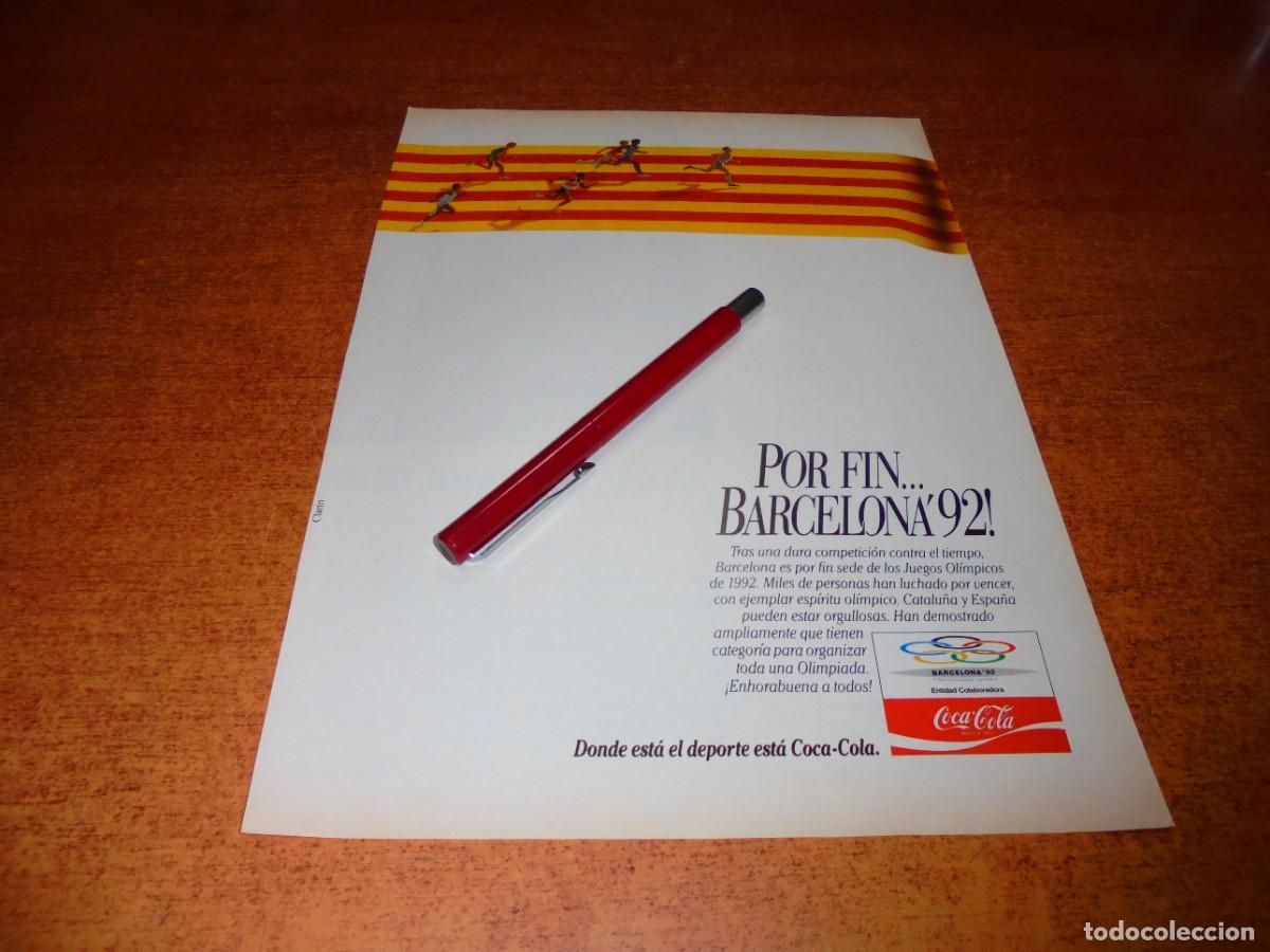 Cat&aacute;logos publicitarios: PUBLICIDAD 1986: COCA COLA FELICITA A BARCELONA 92, PR&Oacute;XIMA SEDE DE LOS JUEGOS OL&Iacute;MPICOS.