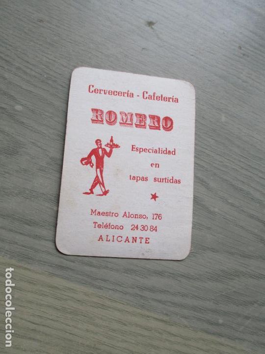Advertising Catalogs: PROPAGANDA DE: CERVECER&Iacute;A-CAFETER&Iacute;A ROMERO-ESPECIALIDAD EN TAPAS SURTIDAS-ALICANTE-S/F.