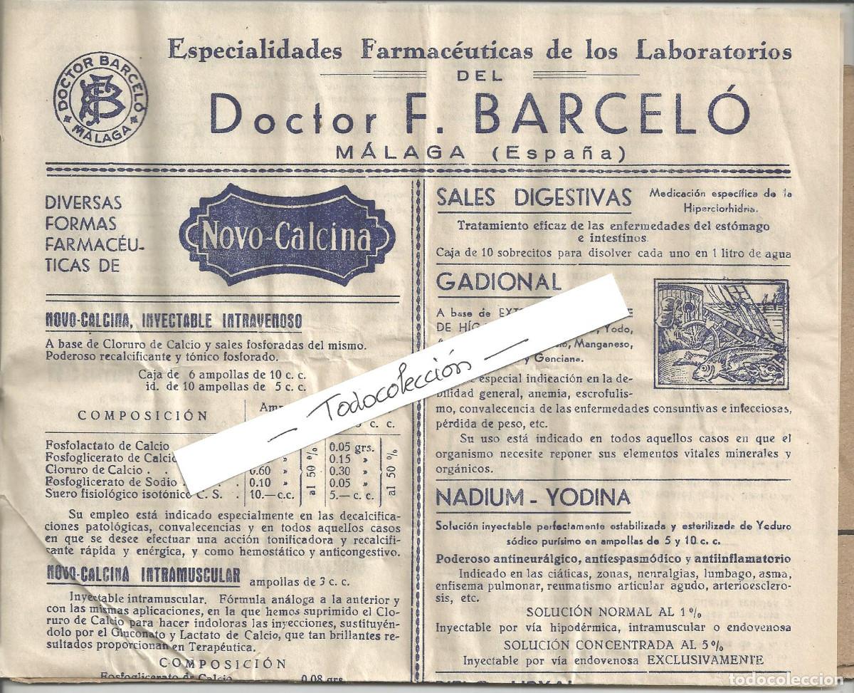 Cat&aacute;logos publicitarios: FOLLETO ESPECIALIDADES FARMACEUTICAS LABORATORIOS DOCTOR F. BARCEL&Oacute; (MALAGA)