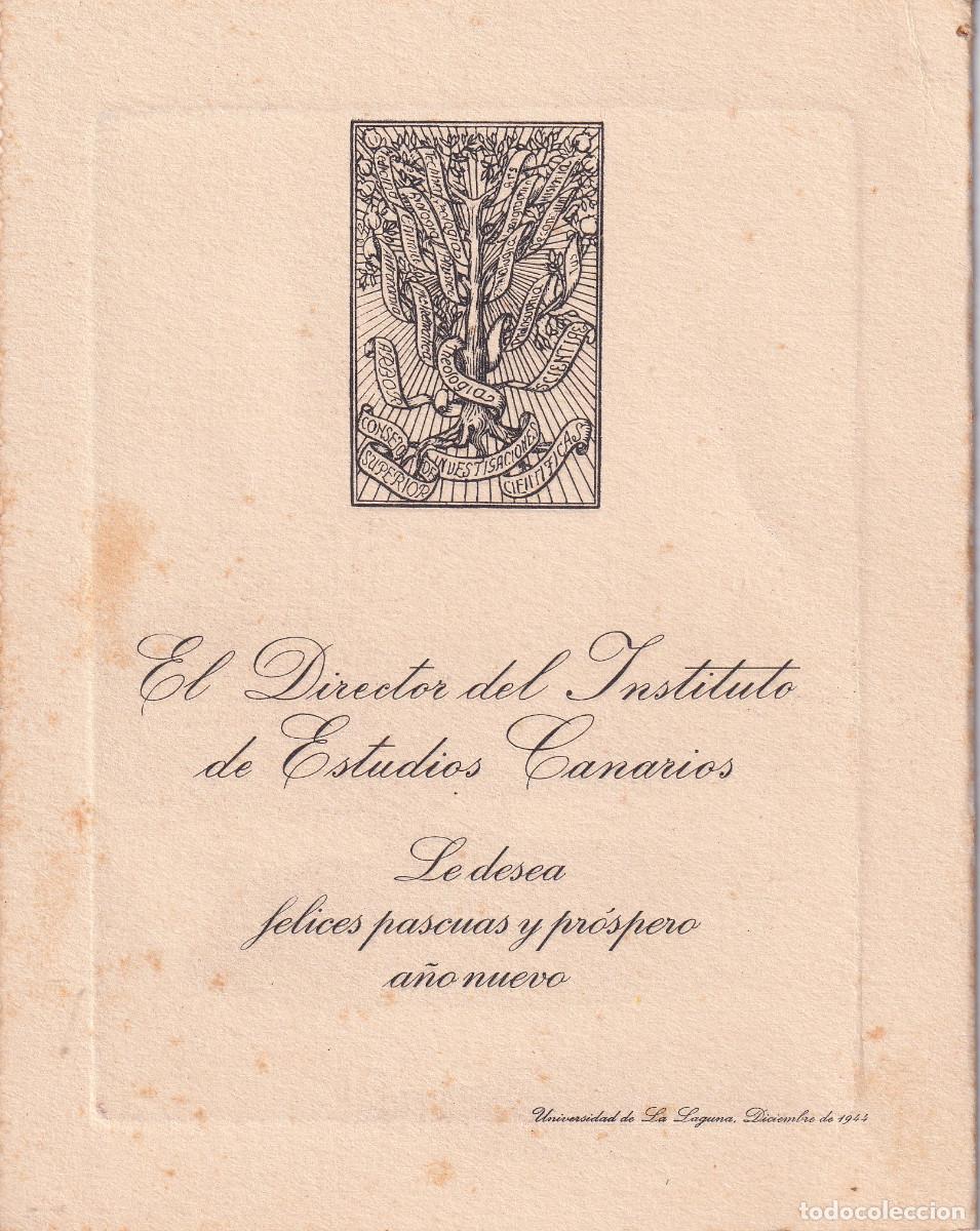 Catalogues publicitaires: DIRECTOR ESTUDIOS CANARIOS - FELICITACION 1944- REPRODUCCION ALFRED DISTON