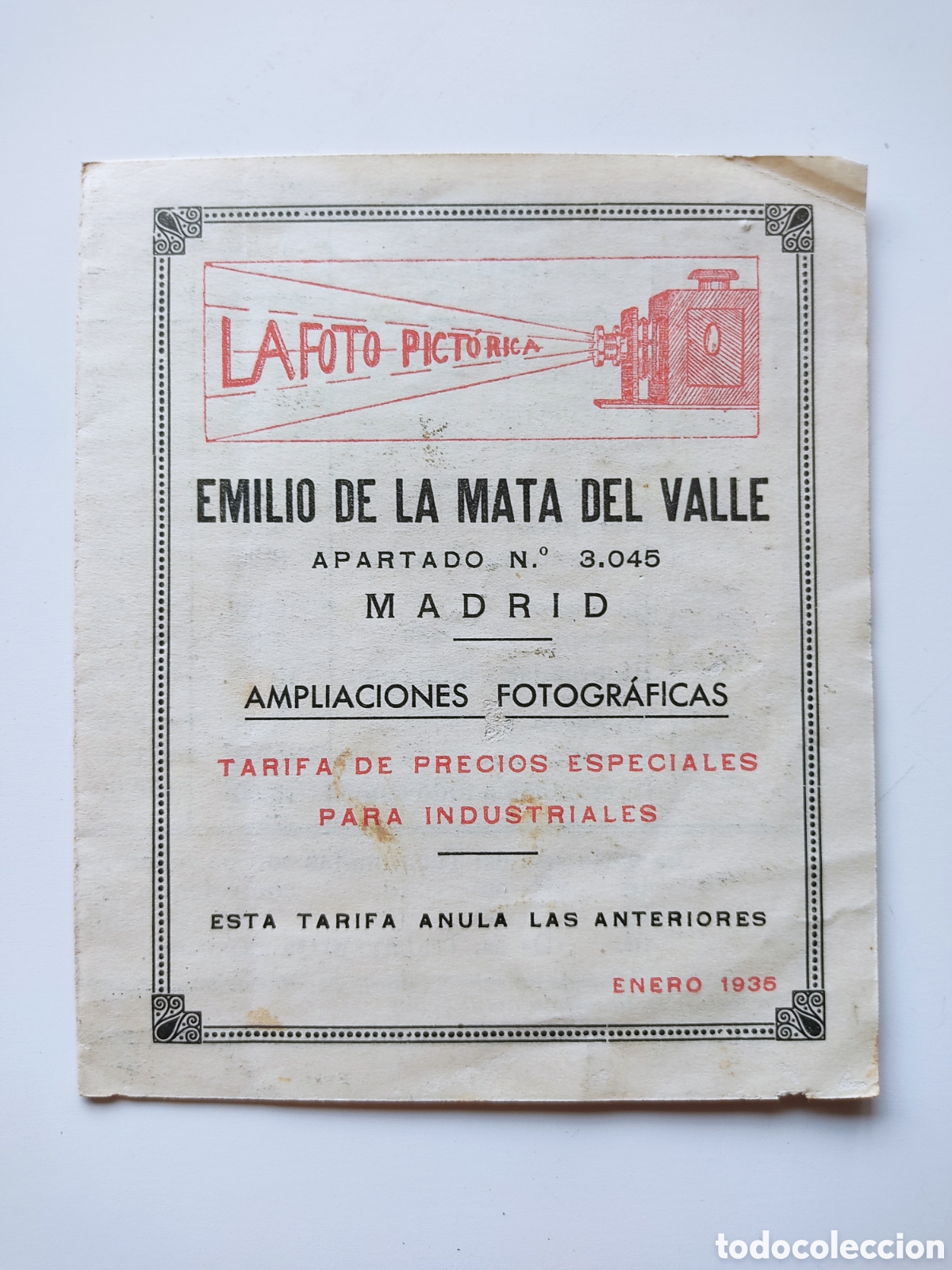 Cataloghi pubblicitari: Antiguo catalogo la foto pict&oacute;rica Emilio de la Mata del Valle Madrid 1935