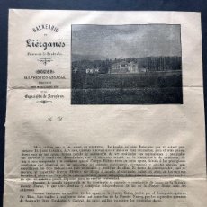 Catálogos publicitarios: BALNEARIO DE LIÉRGANES ( SANTANDER - CANTABRIA ) AÑO 1890 / CARTA PUBLICIDAD CLIENTES