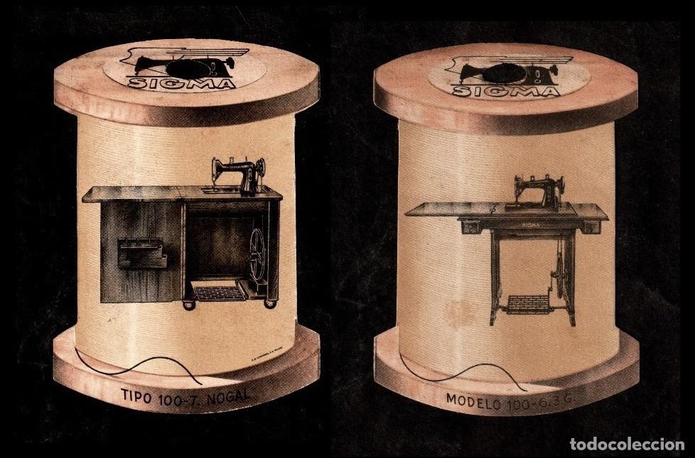 Werbekataloge: �Q240 - SIGMA. MAQUINA DE COSER. ANTIGUA TARJETA PUBLICITARIA. CIRCA 1915. SIMULANDO CARRETE DE HILO