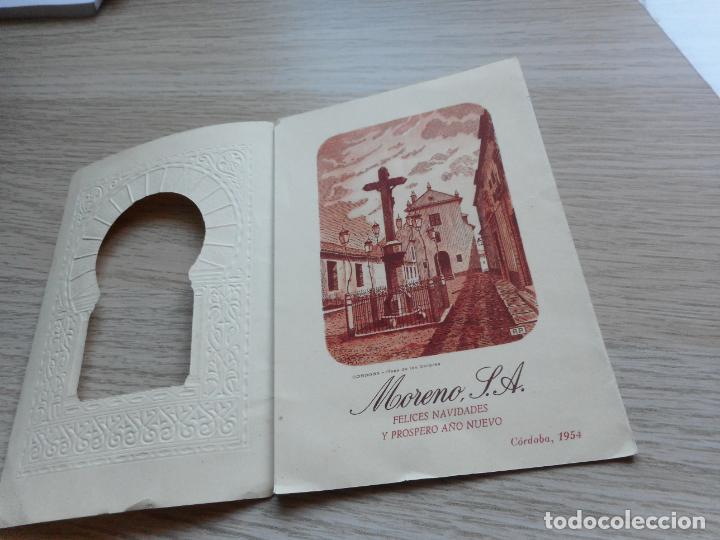 Cat&aacute;logos publicitarios: ANTIGUA TARJETA FELICITACION MORENO S.A CORDOBA 1954. VILLANCICO NOCHE BUENA CORDOBESA. RAMON MEDINA
