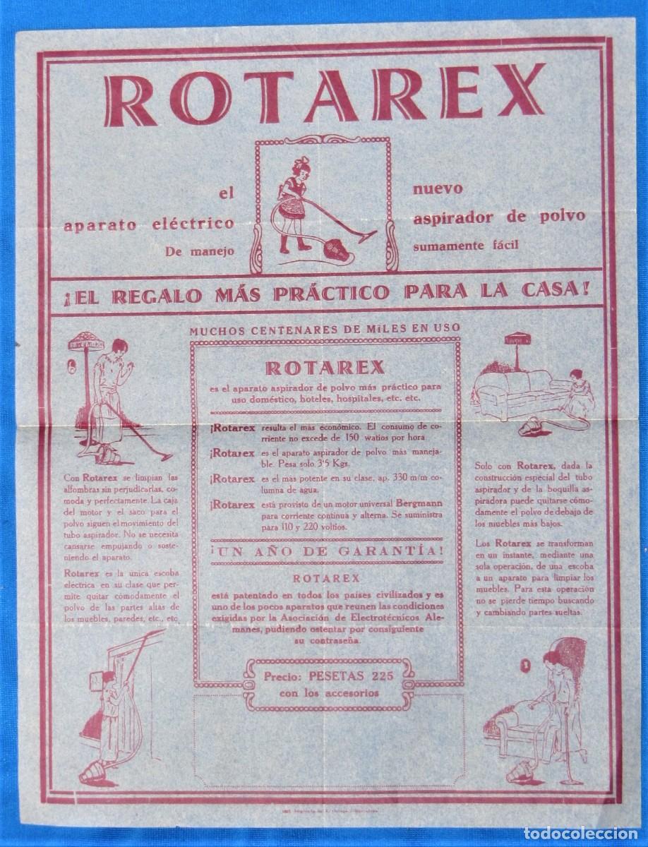 Cat&aacute;logos publicitarios: HOJA VOLANTE IMPRESA POR UN SOLA CARA ANUNCIANDO EL ASPIRADOR ROTAREX. BARCELONA, S/F.