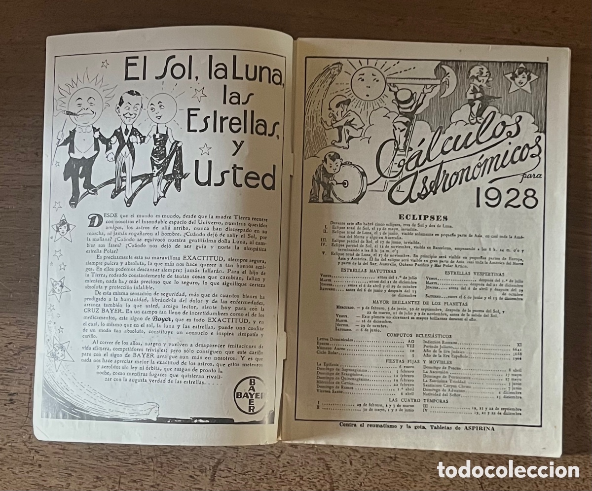Cat&aacute;logos publicitarios: ALMANAQUE BAYER PARA 1928 - Foto 2