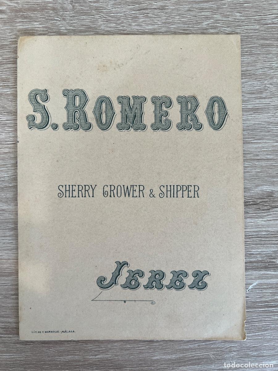 Cat&aacute;logos publicit&aacute;rios: LISTA DE PRECIOS BODEGAS S. ROMERO. SHERRY GROWER Y SHIPPER. JEREZ