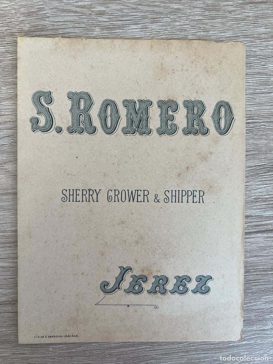 Cat&aacute;logos publicit&aacute;rios: LISTA DE PRECIOS BODEGAS S. ROMERO. SHERRY GROWER Y SHIPPER. JEREZ