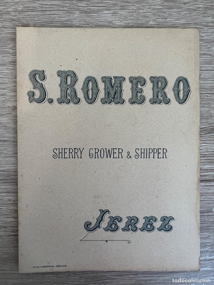 Cat&aacute;logos publicit&aacute;rios: LISTA DE PRECIOS BODEGAS S. ROMERO. SHERRY GROWER Y SHIPPER. JEREZ