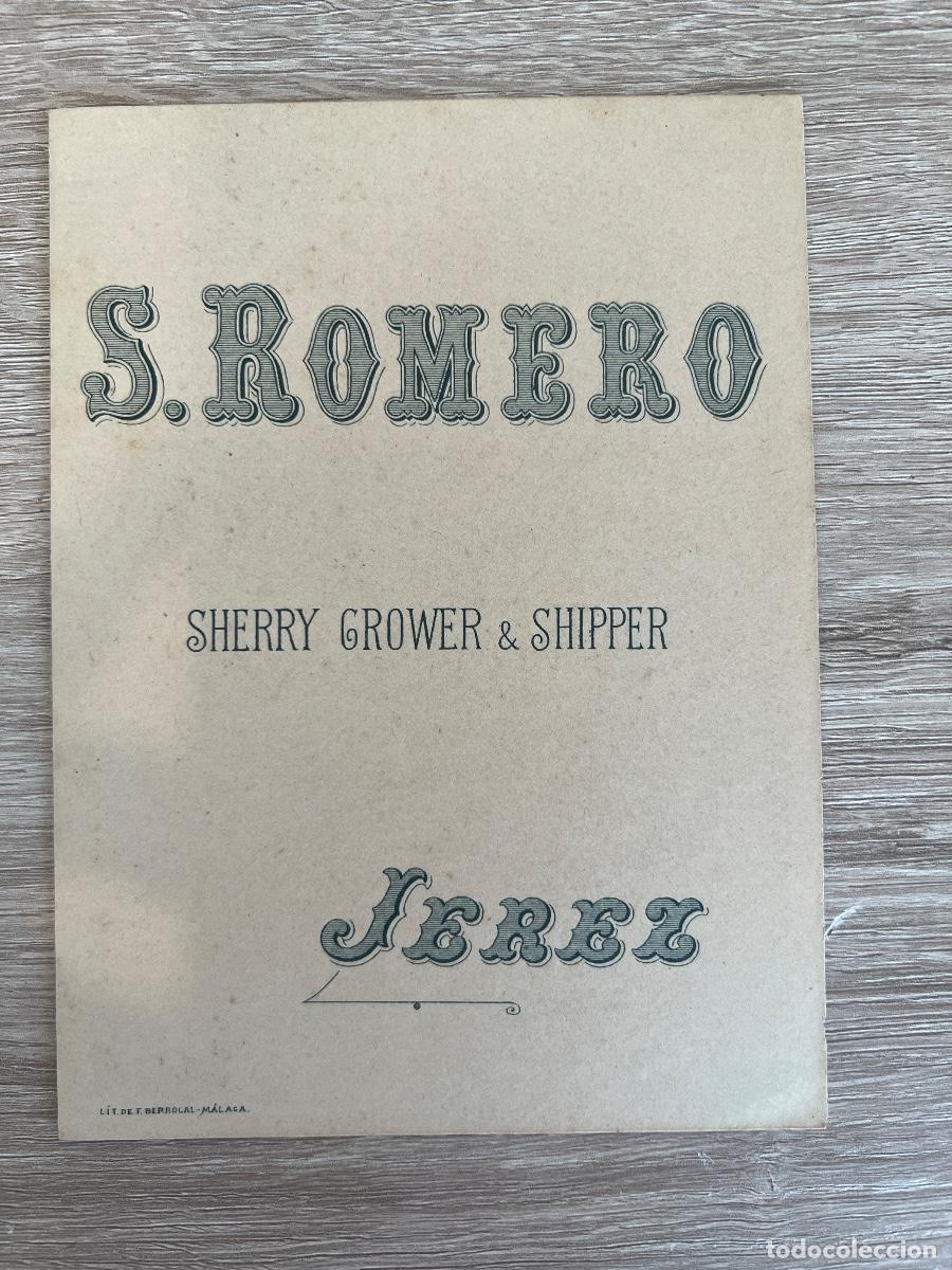 Cat&aacute;logos publicit&aacute;rios: LISTA DE PRECIOS BODEGAS S. ROMERO. SHERRY GROWER Y SHIPPER. JEREZ