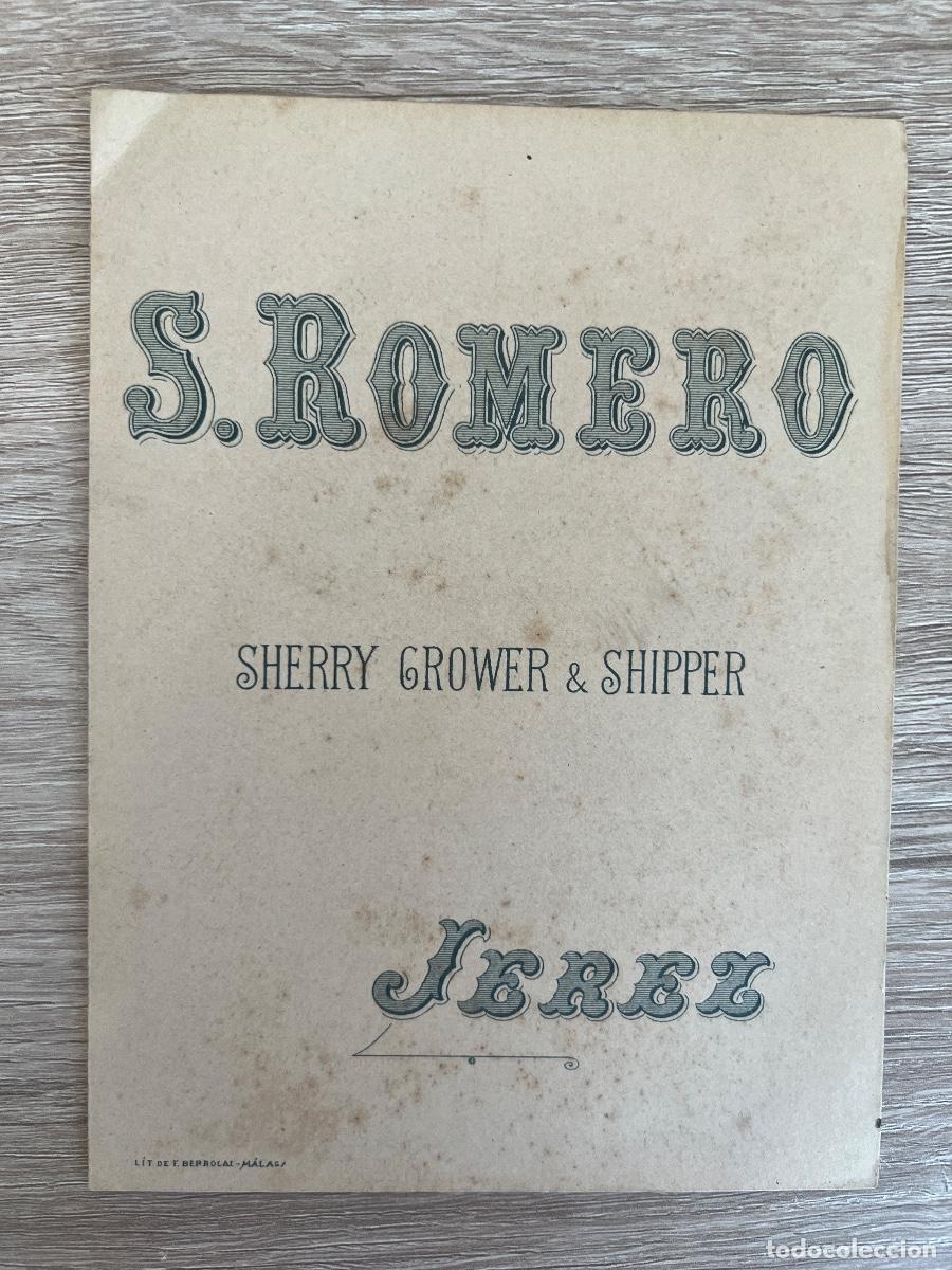 Cat&aacute;logos publicit&aacute;rios: LISTA DE PRECIOS BODEGAS S. ROMERO. SHERRY GROWER Y SHIPPER. JEREZ