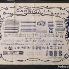 Catálogos publicitarios: BARCELONA-PASTAS ALIMENTICIAS GARRIGA SA-LAMINA CATALOGO PUBLICIDAD-VER FOTOS-(K-10.975)